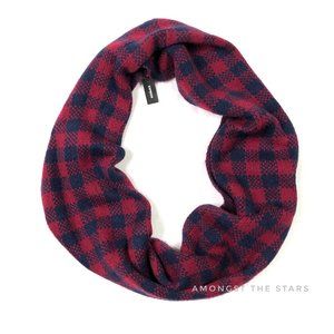 Express Red Blue Plaid Wool Mohair Infinity Scarf